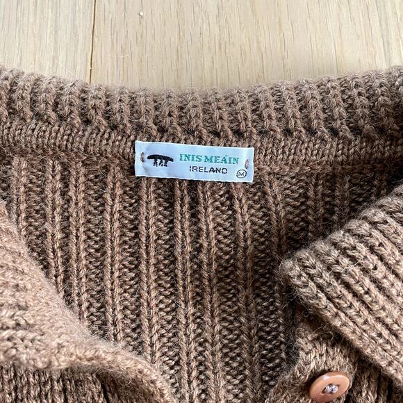 Inis Meain Toffee Baby Alpaca Cardigan - Size Medium - Picture 2 of 4